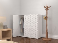 WHITE 9C DIY Rack Storage Cabinet Wardrobe With Almari Hanger (WW9) [READY STOK]