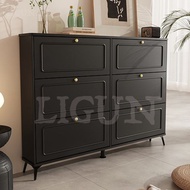 LIGUN Shoe Cabinet Ultra-thin Black Shoe Cabinet Home Doorway Entry Shoe Cabinet Outdoor Narrow Floo