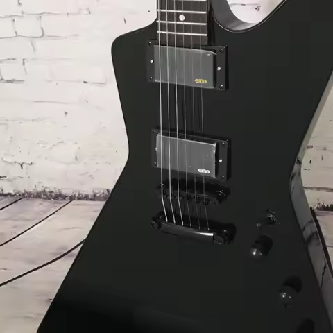 Black Explorer Electric Guitar HH Active Pickups Fixed Bridge Mahogany Body Free Shipping Surf Rock 
