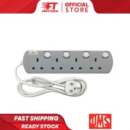 UMS 4 Gang SIRIM Approved Power Extension Socket Plug Power Strip 8413-N with 13A Socket Outlets & 1