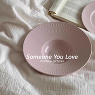 Bemular Home B2 A1 Pink High-End French Western Food Pasta Plate Straw Hat Plate ins Style Ceramic D