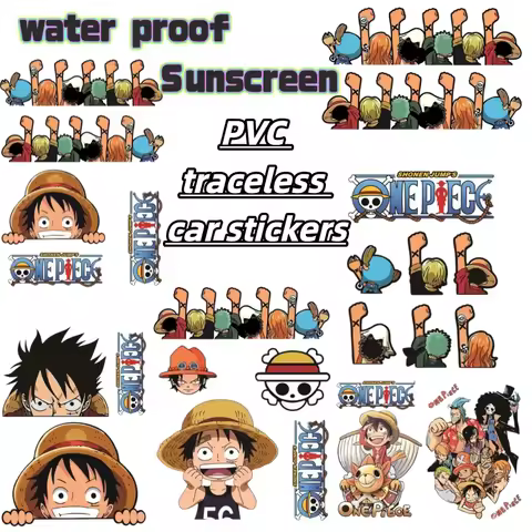 One Piece anime electric car PVC waterproof car sticker cartoon decoration Luffy personalized creati