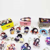 50pcs mixed Anime Figure Keychain Anime Demon Slayer: Kimetsu no Yaiba Keyring Transparent Hanging Pendant Accessories Gifts