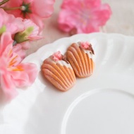 櫻花瑪德蓮 貝殼蛋糕 耳環 單支 平貼版