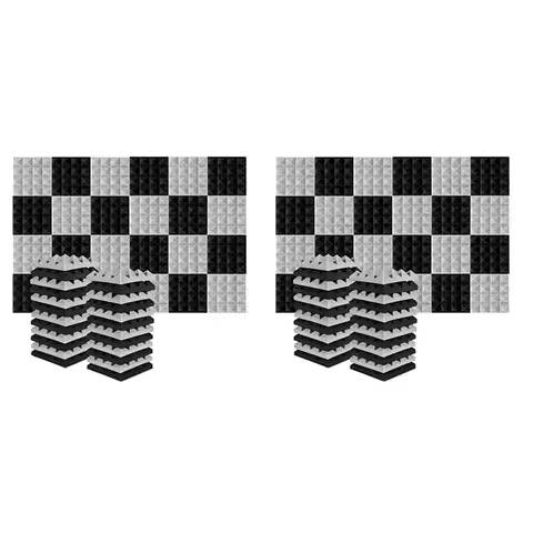 Y42A-48Pcs 25X25x5cm Studio Acoustic Soundproof Foam Pyramid Noise Insulation Sound Absorption Treat