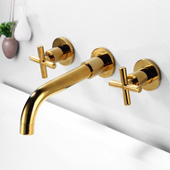 Bathtub Basin Mixer Tap Chrome Antique Brass Bathroom Sink Mixer Tap Faucet Wall Mounted 3 Pcs Black