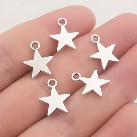 JINDINSP 30pcs 15*12mm Silver Color Zinc Alloy Five-pointed Star Charms Fit Jewelry Pendant Charms M
