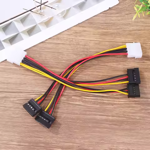 {YY30} 2 Pcs IDE Molex 4 Pin To 2 X SATA Power Cable Serial ATA Y Splitter Hard Driver Dual Extensio