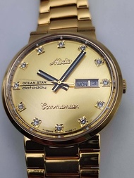 นาฬิกามิโด้ commander โอเชียน สตาร์ สีทอง หน้าปัดทอง  ระบบ automatic+ลาน ขนาด38mm สวยคลาสิคดูมีคุณค่า