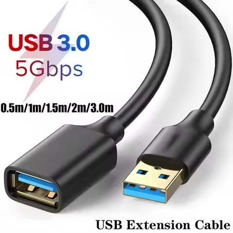 Super Speed USB 3.0 Extension Cable 1m 2m 3m, 5Gbps Data Transfer Extender for PC, Laptop, Smart TV,