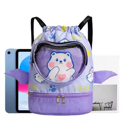 Kids Drawstring Bag Sackpack Drawstring Backpack Swimming Bags Waterproof Gym Backpacks With Shoe Co