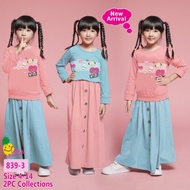 [WHOLESALE 3pcs] Little Pineapple 839-3 || BT21 Children's Skirt Set Children's Long T-Shirt Set