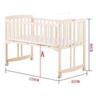 Katil Kayu Bayi dengan Roda Kayu Katil Bayi Wood Baby Cradle with Wheel Wood Baby Cot Bed Wooden Bab