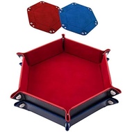 SIQUK 2 Pieces Dice Tray PU Leather Dice Trays Portable Folding Hexagon Dice Roller Tray for Dice Ga