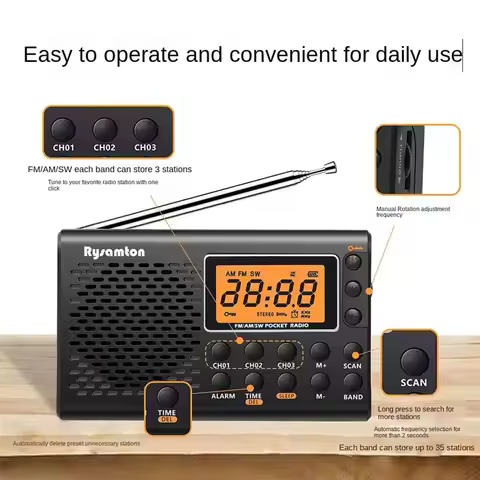 SWXF Full Band FM AM SW Portable Radio Stereo Digital Display Dual-Purpose Manual FM Radio