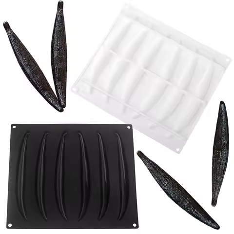 1 or 6 or 10-Cell Vanilla Pod Design Chocolate Mold Dessert Baking Tools Kitchen Silicone Bakeware F