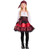 🎉Cosplay🎉 Parent Child Clothing Women Halloween Costume Kids Girls Dress Pirate Dress with Scarf La