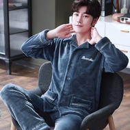 Flannel Pajamas Men's Fleece Lining Thickened Pajamas Can Wear Outer Men's Pajamas [P1123] Men's Paj