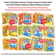 (12JENIS) *HALAL* 1Kg Hepin Gummy Candy Campuran Perisa Buah Animasi & Rekaan Makanan YESNIAGA