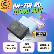 (1 YEAR WARRANTY) 3CC Certificate PINENG Powerbank PN701 PD 10000mAh Magnetik Charges Build in Cable
