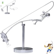 LUOLVTH Kinetic Fishing Sculpture, Desk Ornament Metal The Fisherman Balancing Sculpture, Creative G