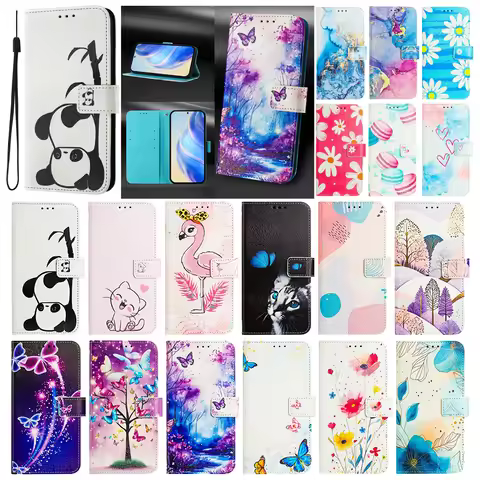 Coloured Drawing Wallet Case for ZTE Optus X Pro 2 X Value A73 A56 A55 A53 A52 A36 A35E A35 Luxury S