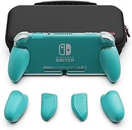 Skull &amp; Co. GripCase Lite Bundle: A Comfortable Protective Case with Replaceable Grips [to fit All Hands Sizes] for Nintendo Switch Lite- Turquoise