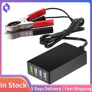 Portable DC Charger 12V/24V to 5V 4-Port USB Charger Usb Charger with Battery Clip for Other Smart P