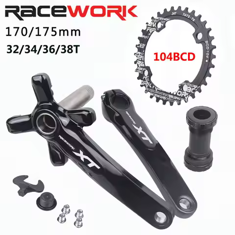 RACEWORK XT MTB Bicycle Crankset 104BCD Mountain Bike Crank 170mm 175mm Hollowtech Integrated Cranks