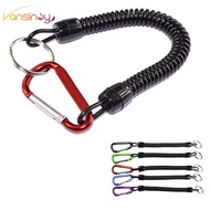 Fishing Lanyard Fishing Boating Ropes Safety Retractable Wire Steel Coiled Tether with Carabiner Fis