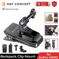 K&F Concept 360° Rotation Backpack Strap Quick Mount for Hero 13/12/11/10/9/8/7/6/5/4 Black DJI Osmo