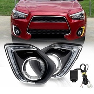 Car LED DRL Daytime Running Lights Daylight Waterproof Fog head light lamp for Mitsubishi ASX 2013 2