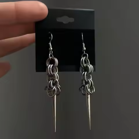 Punk Style Spike Earrings For Women Gothic Cone Pendant Grunge Piercing Dangle Jewelry Gift