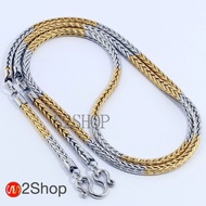 s2shop สร้อยคอสแตนเลสแท้ สร้อยคอพระ ลายกระดูกงู ห้อยพระได้ 3 องค์ ความกว้าง 4 มม.ความยาว 28 นิ้ว No.