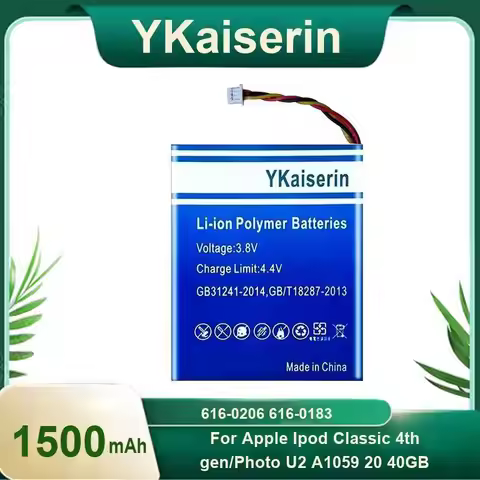 Mp3 Player Battery 616-0206 616-0183 1500Mah For Apple Ipod Classic 4Th Gen Photo U2 A1059 20 40GB