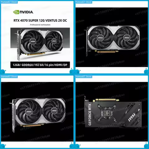 For MSI RTX 4070 SUPER VENTUS 2X OC Graphics Card 12GB GDDR6X 192-bit GPU Support 21Gbps 16-pin Powe
