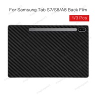 For Samsung Galaxy Tab S7 FE S7 S8 Plus A7 A8 10.5 X200/X205 S6 Lite 3D Anti fingerprint Transparent Carbon Fiber Rear Back Film Stiker Screen Protector (Not Glass)