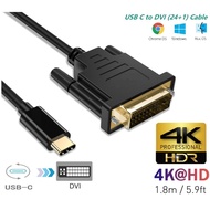 4K USB-C Type C Thunderbolt 3 To DVI-D 24+1 Cable Adapter For MHL Alt DP Laptop PC Apple iMac Mackbo