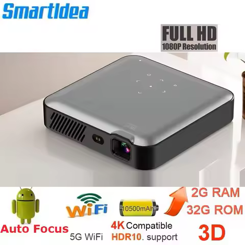 Smartldea Auto Focus Full HD 3D projector native 1080p build in 10500mah battery 4K for business pre