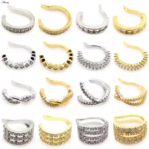 Alisouy 1pc Helix Cartilage Conch Fake Piercing Jewelry Adjustable CZ Zircon Crystal Ear Cuff Non Pi