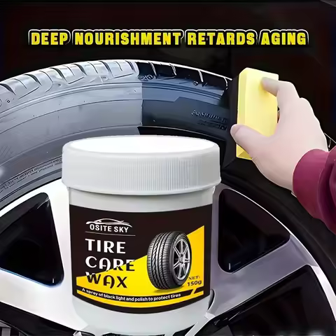 Car Tire Shine Wax 150g, Restore Tire Black Brightness, Protect & Nourish Auto Tires for Long-Lastin