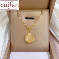 100% Original Pure Ang 18k Saudi Gold Pawnable Zircon Tulip Set Real Gold Necklace Internet celebrity collarbone chain accessory