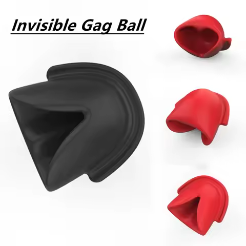 2025 New Red Fixed Tongue Gag Ball Invisible Silicone Gag Ball Sm Bondage Erotic Game Props for Coup