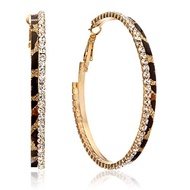 Gemini Women Fashion Leopard Print Crystal Big Round Hoop Earrings Gm148, Size: 5cm, Color: Gold
