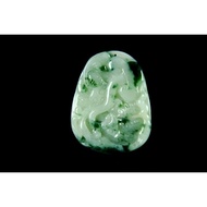 [Disk Crystal] [Jinyu Mantang] Laokeng Ice Waxy Floating Green Flower-Jade Goldfish Ruyi Carving Pen