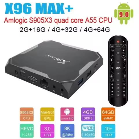 X96 MAX PLUS Android 9.0 TV BOX 4GB 64GB 32GB Amlogic S905X3 2GB 16GB 8K Video Player Wifi Youtube H