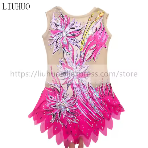 LIUHUO Women's Girls' Performance Rhythmic Gymnastics Competition Leotard Artistic Costume Ice Skati