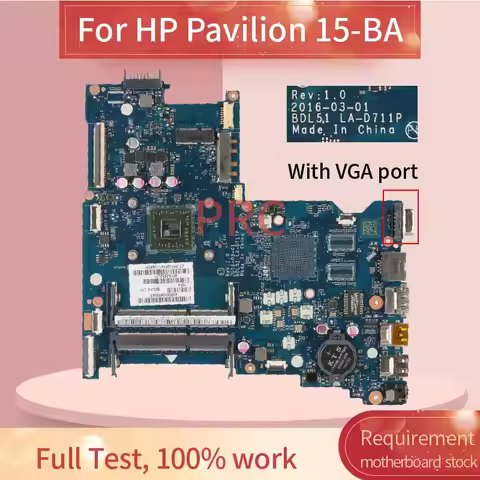 Motherboard 858589-601 E1/E2/A8 For HP Pavilion 15-BA 15-AF Notebook Motherboard LA-D711P LA-C781P 8