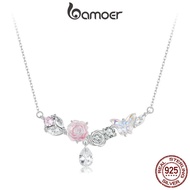 Bamoer 925 Sterling Sliver Necklace Fantasy Butterfly Flower Necklace Jewelry Gifts for Women SCN521
