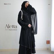 Alaydrus Collection Black Abaya Turkey Aletta Gamis Syari Muslimah Jetblack Black Chiffon Combinatio